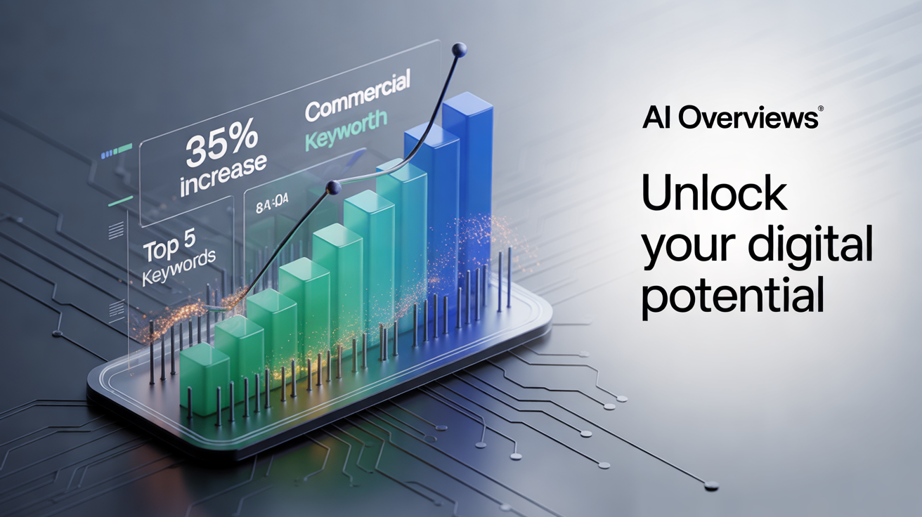 Ticari anahtar kelimelerde AI Overviews payı infografiği