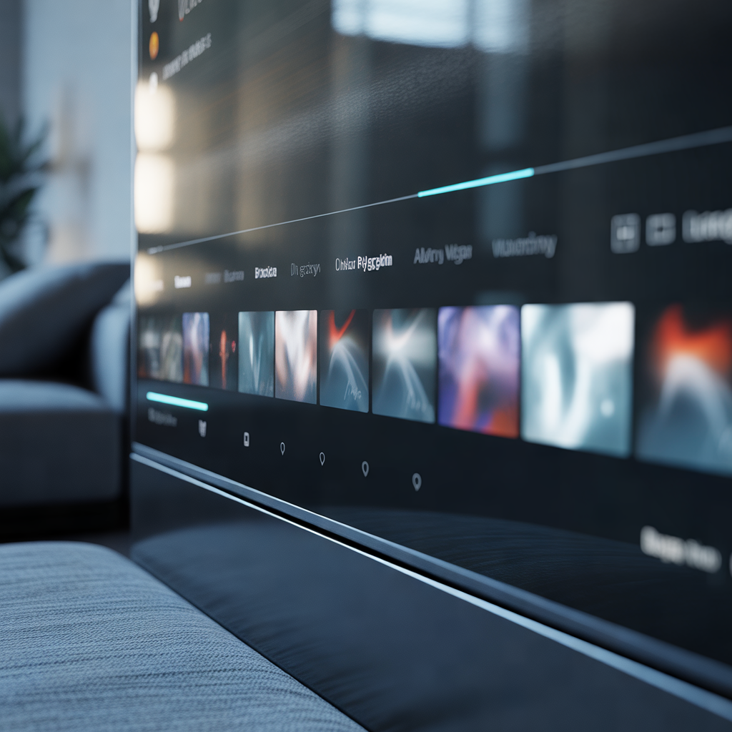 Televizyon ekranında sosyal video platformu arayüzü