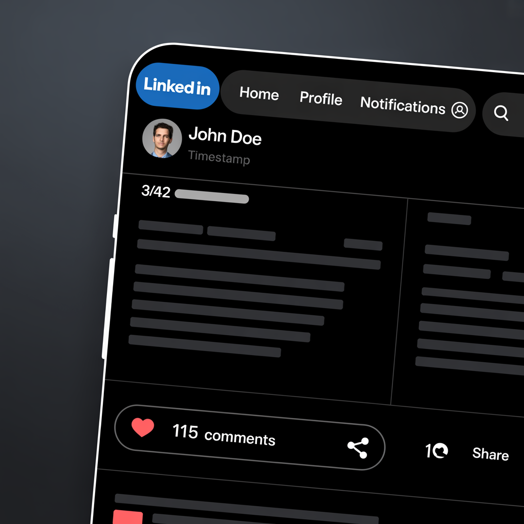 LinkedIn gönderi arayüzü ve etkileşim metrikleri