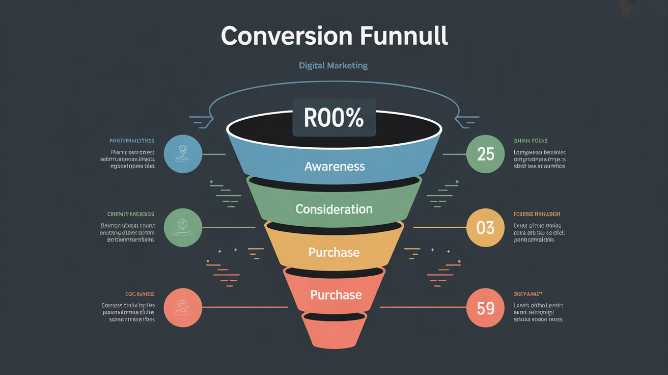 Dönüşüm hunisi ve ROAS metriği görselleştirmesi