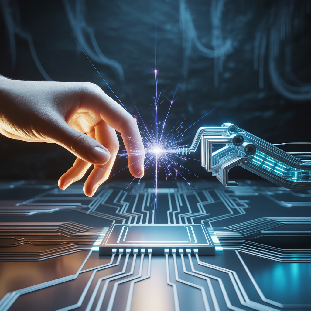 İnsan ve yapay zeka iş birliği konsept görseli